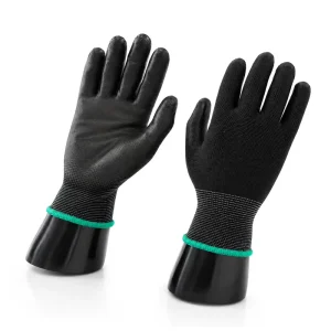 Elastic Cuff Lightweight Polyester PU Coated Safety Work Gloves for Construction