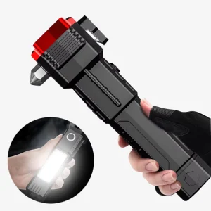 Emergency Escape Tool Work Light Window Breaker Seatbelt Multifunctional LED Safety Rechargeable Car Hammer Flashlight