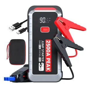 Emergency Motorcycle Car Truck Jump Starter 2500A Peak Current 25800mAh Lithium Battery Power Bank USB Booster LED Light 66.6W