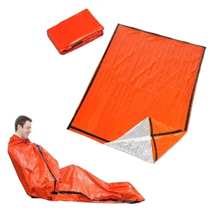 Emergency Sleeping Bag with Shelter Survival Mylar Tent Lightweight Waterproof Thermal Emergency Blanket