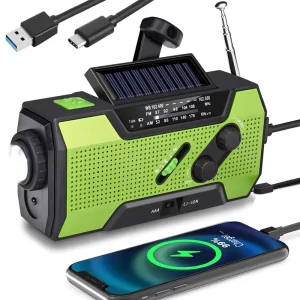 Emergency Solar Hand Crank Portable Weather Radio Kit With Flashlight for Disaster Survival Camping Home Use