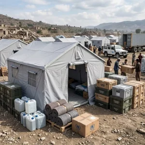 FR Outdoor Emergency Refugee Shelter Heavy Duty Tactical Metal Frame Four-season Oxford Cotton Waterproof PVC Quick Automatic