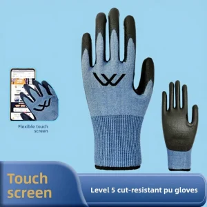 Factory Direct China-Made 18-Gauge PU Gloves with Steel Wire, Touchscreen-Compatible, Non-Slip, Level 5