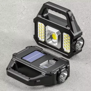 Factory Direct High Brightness LED Flashlights, Solar Power, Built-in Battery, Rechargeable Handheld Torch Lamps, Power Bank