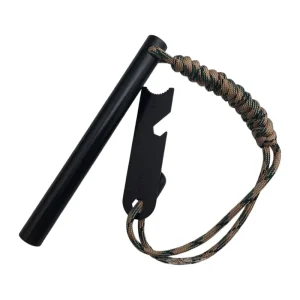Factory Direct Magnesium Alloy Fire Starter Rod Outdoor Survival Emergency Ignition Tool With Handle Durable Hiking Accessory