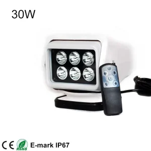 Factory Direct Remote Control Spot 360 Degree Rotating 7inch 30w Marine Led Searchlight 12v 24v with Strong Magnet Base