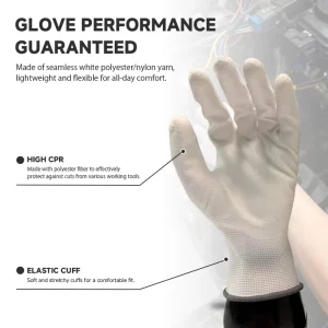 Factory Lightweight PU Coated Gloves Flexible Fit High Dexterity Safety Work Hand Glovesfor Electronics Inspection