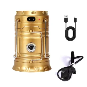 Factory New Solar+DC+USB Rechargeable Built in Battery ABS Body Emergency LED Torch Camping Light Flashlight