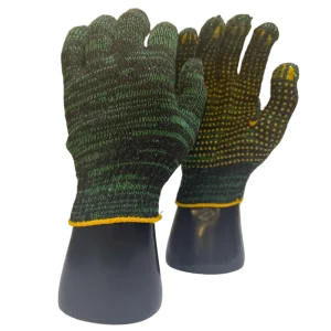 Factory Outlet Lightweight Comfort Fit Yellow Dotted Cotton Safety Work Gloves for Construction Slippery Pipe Handling