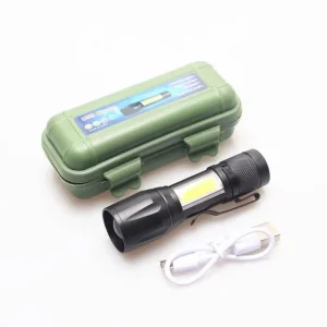 Factory Supply Aluminum Alloy Waterproof USB Rechargeable Mini LED Flashlights & Torches, 200-300M Beam Distance, IP54 Rated