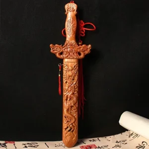Feicheng Peachwood Swords Axes Scenic Area Street Stall Handicrafts Carved Wooden Walking Sticks Modern Minimalism China Model