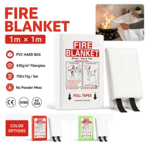 Fiberglass Kitchen Fire Blanket PVC Hard Case 1x1m CE Approved EN1869 Standard Safety Tool