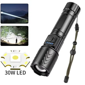 Flashlight 1000LM 26650 Battery Type C Rechargeable Handheld Torch for Camping Hiking Outdoor Portable Emergency Flashlight