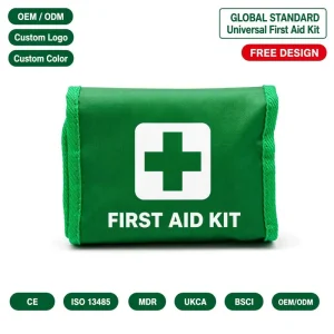 Foldable First Aid Kit CE UKCA MDR ISO 13485 Compact Tri Fold Emergency Medical Bag for European UK Workplace