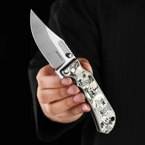Folding Knife Gr5 Titanium Handle with D2 Steel Blade Tactical Knife Ultra-Portable EDC Tool for Outdoor Use