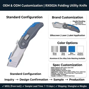Folding Utility Knife Quick Change Box Cutter with Belt Clip Pocket Knife Blade Storage in Aluminum Handle Heavy Duty RX002A