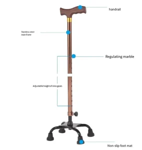 Four Claw Aluminum Alloy Telescopic Ultra Lightweight 800g Adjustable Elderly Cane Seniors’ Walking Stick