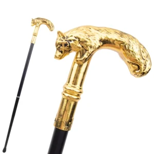 Gold Luxury Mischievous Wolf Decorative Walking Stick Elegant Fashion Scepter Cosplay Alloy Vintage Walking Cane
