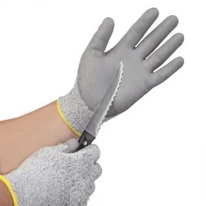 Grade 5 Cut-Resistant Gloves with PU-Coated Palm, Wear and Oil Resistance, 13-Pin High-Strength Polyethylene Knit