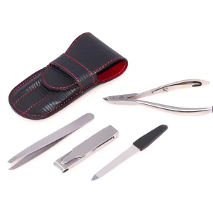 Grooming Emergency Men Stainless Steel Nail Care Treatment Kit in Leather Pouch