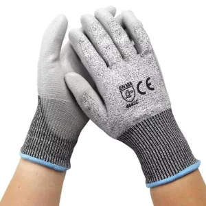 HPPE 4543X Construction Anti-Cut Anti-Slip PU-Coated Level 5 Cut-Resistant Gloves for Garden and Industrial Work