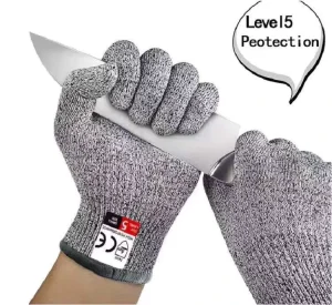 HPPE Anti-Cut Level 5 Kitchen Safety Gloves Anti-Slip 24CM Length Cut-Resistant Powder-Free Customizable