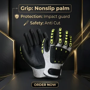 HPPE Oilfield and Construction Cut-Resistant Impact Gloves, Anti-Slip, Breathable, Textured Palm