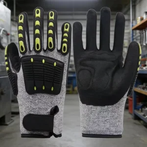 HPPE Reinforced Cut Resistant Gloves with Nitrile Abrasion Resistant Palm and TPR Impact Guards Level 5