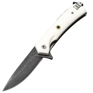Handcrafted Damascus VG10 Core Folding Knife Genuine Cow Bone Handle Copper Rivet Traditional Outdoor Camping Pocket Knife EDC