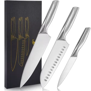 Handmade Kitchen Chef Knife German High Carbon Steel Chef Santoku Utility Knives Set with OEM Gift Box