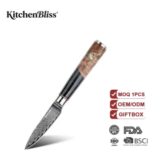 Handmade VG10 Core Damascus Steel Japanese Peeling Knife Custom Chef’s Tool Paring Knife for Fruit & Vegetable