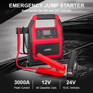 Heavy Duty 24V Booster with Smart Clamps 3000A for Diesel Truck Towing Full Protection Set Smart Car Jump Starter with Battery