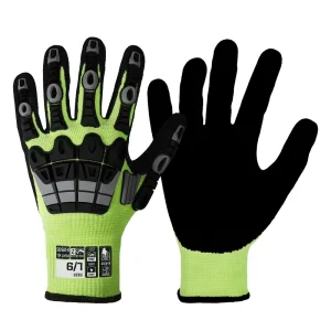 Heavy Duty Industrial Gloves Anti Impact A5 Cut Resistant Nitrile Sandy Coated Anti Abrasion Gloves Safety TPR Impact Gloves