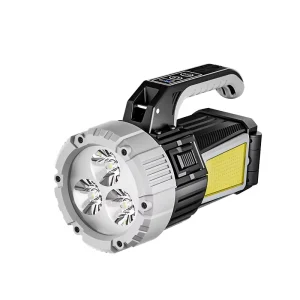 High Brightness Waterproof LED Camping Searchlight Long Range Rechargeable USB Charging Handheld Light Long Battery Life ABS