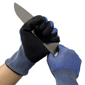 High Cut Level Garden Protective Kitchen Anti Cut Sandy Nitrile Coated Work Safety Cut Resistant Gloves