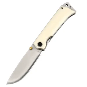 High End San Mai Steel Folding Knife Unique Marbled Resin Handle Professional Gentleman’s Pocket Knife with Clip Modern EDC Gear