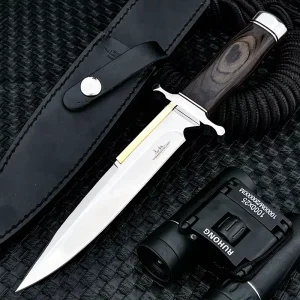 High Hardness Outdoor Knives Camping Survival EDC Hunting Tools Multi-purpose Fixed Blades Ebony Wood Handle Industrial Grade
