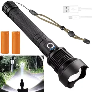 High Lumen Rechargeable LED Flashlights & Torches Super Powerful XHP70.2 Camping IP65 DC 5V