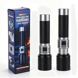 High Lumens 1000LM Tactical LED Rechargeable Portable Searchlight Hand Torch Waterproof Zoomable Flashlight for Camping Hiking
