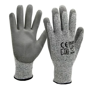High Performance 13 Gauge Cut Resistant Gloves Level 5 PU Plam Coated Woking Safety Gloves