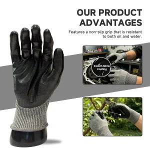 High Performance Cut Protection Gloves with Black Smooth Nitrile Finish for Glass and Metal Handling Work