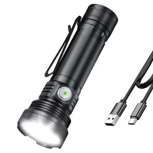 High Power 1960 Lumens Long Range Waterproof Portable Rechargeable LED Torch Light Flashlights with Clip