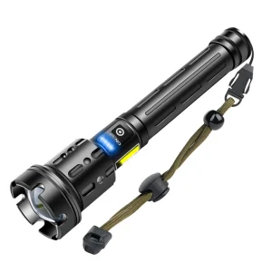 High Power Long Range LED Flashlight USB C Rechargeable Power Bank Aluminum Alloy Body Waterproof Handheld Torch Search Lighting