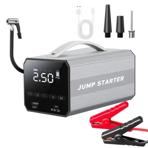 High Power Portable Jump Starter 2000 Amp with Air Compressor Flashlight Car Battery Booster Pack
