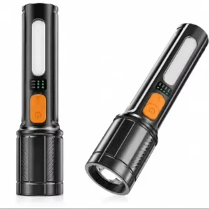 High Power Rechargeable Torch Emergency COB Flashlight with Long Range ABS Lamp Body