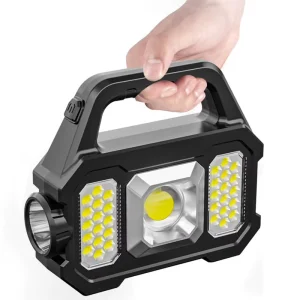 High Power Solar Outdoor Work Light C Type Rechargeable LED Flashlight COB Searchlight for Camping Emergency