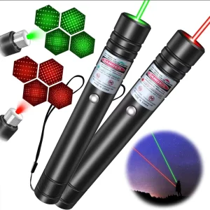 High Power USB Direct Rechargeable Aluminum Alloy Laser Flashlight with Sky Star Pattern Green & Red Lights Torchlight