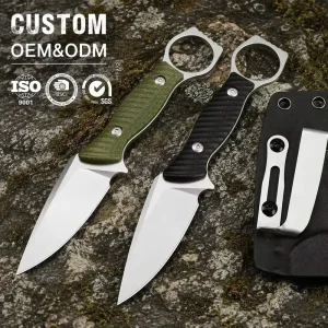 High Quality Fixed Blade Knife 14C28N Blade Linen Handle OEM Custom Straight Neck Knife MultiPurpose Outdoor Camping Tool GT0190