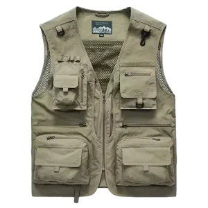 High Quality Outdoor Casual Men’s Tactical Hiking Fishing Photographer Vest Mesh Sleeveless Jacket Work Wear Multi Pockets Soft