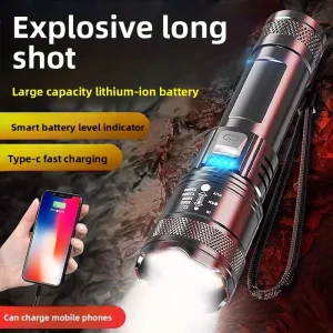 High brightness Laser Torch Ultra bright Outdoor Long lasting Long range Rechargeable Portable Small Flashlight Battery IP20